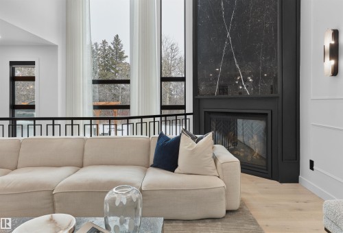 1486 Welbourn Drive, Edmonton, AB - Indoor Photo Showing Living Room With Fireplace