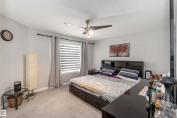 This room features light grey walls and light-colored carpet - 