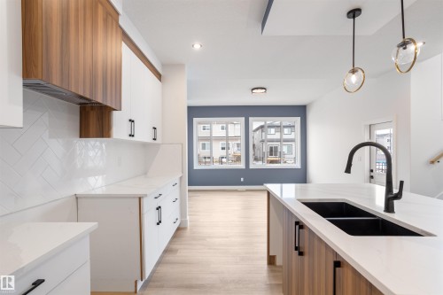 205 Basin Court, Leduc, AB - Indoor Photo Showing Kitchen With Double Sink