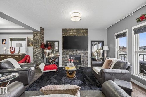 13 Garneau Gate, Spruce Grove, AB - Indoor Photo Showing Living Room With Fireplace