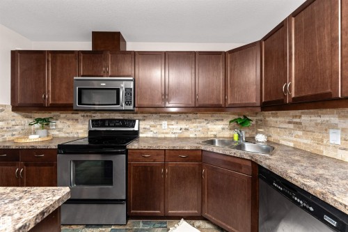 220 7909 71 Street, Edmonton, AB - Indoor Photo Showing Kitchen With Double Sink