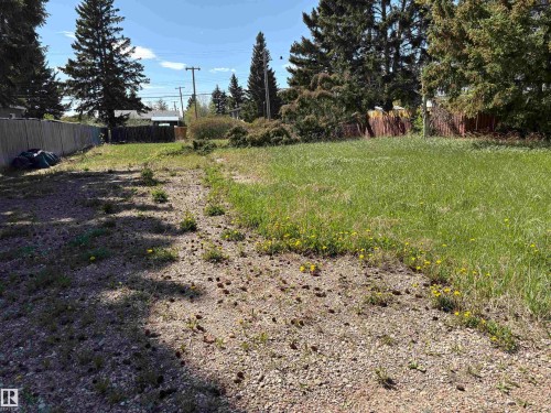Serviced Lot. The property offers an expansive yard area (60'x147.4') featuring mature evergreen trees. - 5530 49 Street, Elk Point, AB 