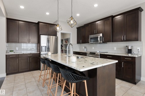 34 Nault Crescent, St. Albert, AB - Indoor Photo Showing Kitchen With Stainless Steel Kitchen With Double Sink With Upgraded Kitchen