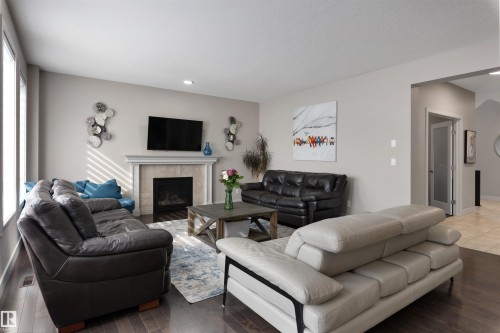 34 Nault Crescent, St. Albert, AB - Indoor Photo Showing Living Room With Fireplace