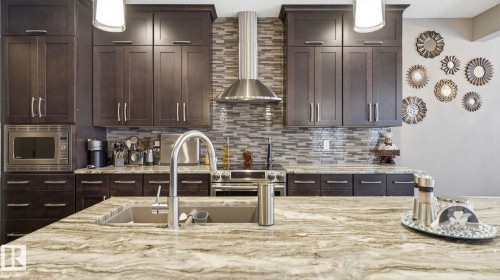 1027 Coopers Hawk Link Link, Edmonton, AB - Indoor Photo Showing Kitchen With Double Sink With Upgraded Kitchen