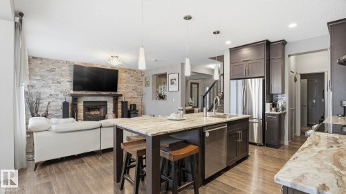 1027 Coopers Hawk Link Link, Edmonton, AB - Indoor Photo Showing Other Room With Fireplace