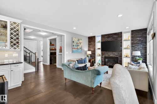 9036 24 Avenue, Edmonton, AB - Indoor Photo Showing Living Room With Fireplace