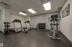 The property includes a fitness area with two treadmills, an elliptical machine, and a selection of free weights - 