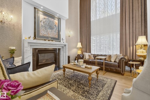 37 Leonard Drive, St. Albert, AB - Indoor Photo Showing Living Room With Fireplace