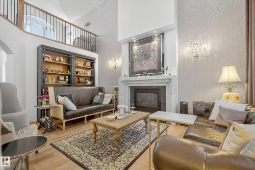 37 Leonard Drive, St. Albert, AB - Indoor Photo Showing Living Room With Fireplace