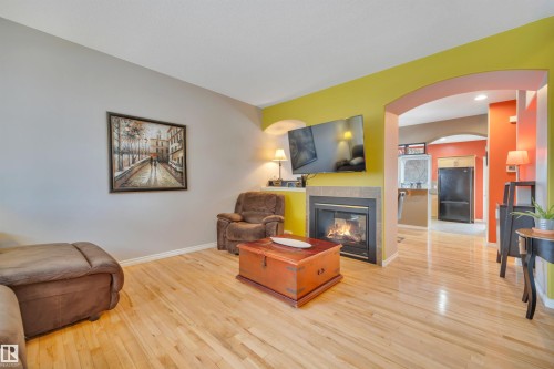 9555 73 Avenue, Edmonton, AB - Indoor Photo Showing Living Room With Fireplace