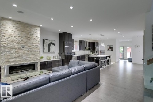 11045 85 Avenue, Edmonton, AB - Indoor Photo Showing Living Room With Fireplace