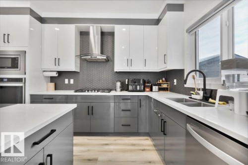 16 Raspberry Road, St. Albert, AB - Indoor Photo Showing Kitchen With Double Sink With Upgraded Kitchen
