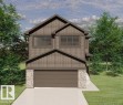 This property features a modern facade with vertical siding and stone accents, a prominent two-car garage, and a concrete driveway - 14 Grayson Green, Stony Plain, AB  - Outdoor 