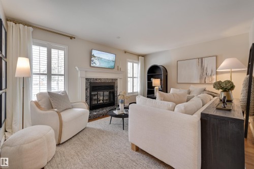 14015 104 Avenue, Edmonton, AB - Indoor Photo Showing Living Room With Fireplace