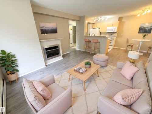 104 17003 67 Avenue, Edmonton, AB - Indoor Photo Showing Living Room With Fireplace