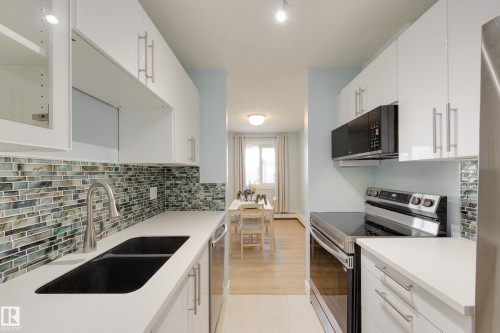 309 14811 51 Avenue, Edmonton, AB - Indoor Photo Showing Kitchen With Stainless Steel Kitchen With Double Sink With Upgraded Kitchen