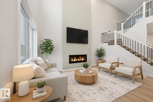 Virtually staged - 3036 Dixon Landing Landing, Edmonton, AB - Indoor With Fireplace