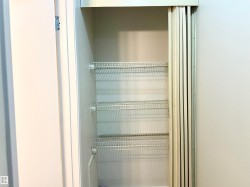 This closet features wire shelving and a bi-fold door - 