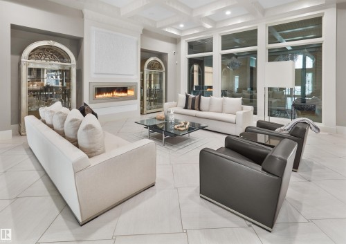 16 Windermere Drive, Edmonton, AB - Indoor Photo Showing Living Room With Fireplace