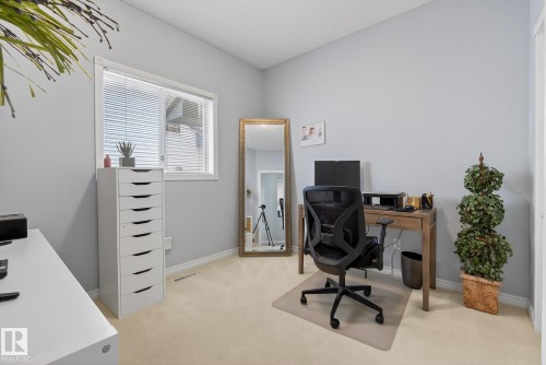 Bedroom with light-colored carpeting, a window with blinds, and light grey walls - 17204 113 Street, Edmonton, AB - Indoor Photo Showing Office