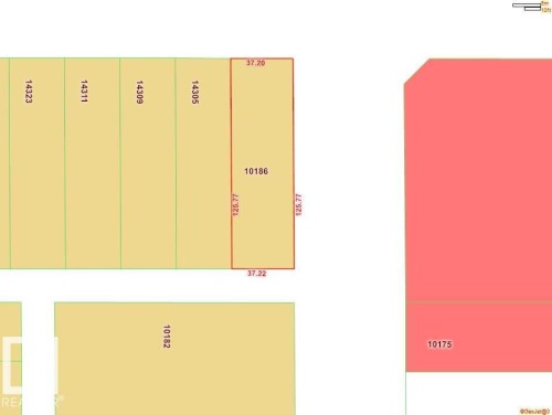 Cadastral Map. Illustrating property boundaries and parcel numbers with dimensions - 10186 143 Street, Edmonton, AB - Other