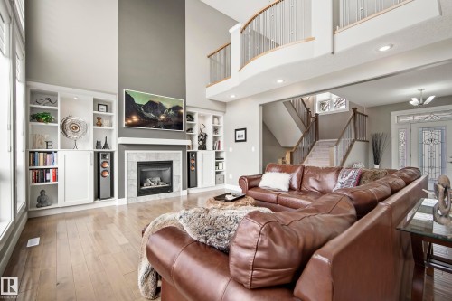 10720 65 Street, Edmonton, AB - Indoor Photo Showing Living Room With Fireplace