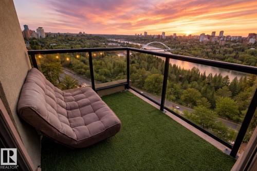 Balcony Virtually Staged for summer view - 1307 10149 Saskatchewan Drive, Edmonton, AB - Outdoor With Balcony With View