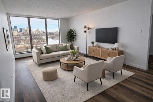 Virtually Staged - 1307 10149 Saskatchewan Drive, Edmonton, AB - Indoor Photo Showing Living Room