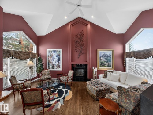 116 Twin Brooks Cove, Edmonton, AB - Indoor Photo Showing Living Room With Fireplace