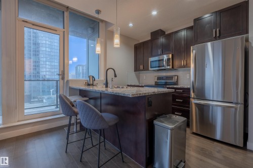 901 10238 103 Street, Edmonton, AB - Indoor Photo Showing Kitchen With Stainless Steel Kitchen With Upgraded Kitchen
