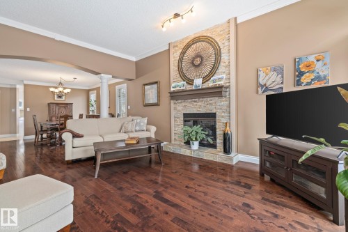 54 Harwood Drive, St. Albert, AB - Indoor Photo Showing Living Room With Fireplace
