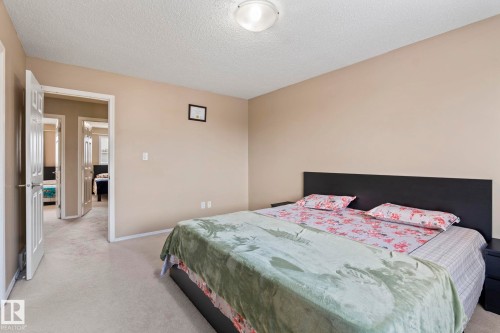 This room features neutral-toned carpet, light-colored walls, and a ceiling light fixture - 92 4350 23 Street Nw, Edmonton, AB - Indoor Photo Showing Bedroom