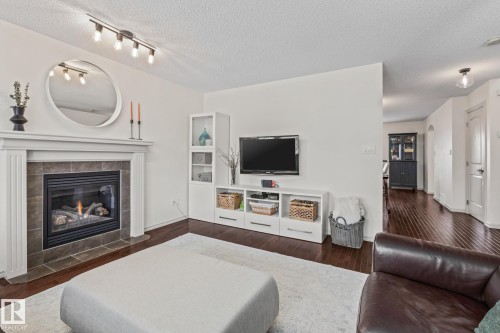 1133 35A Avenue, Edmonton, AB - Indoor Photo Showing Living Room With Fireplace