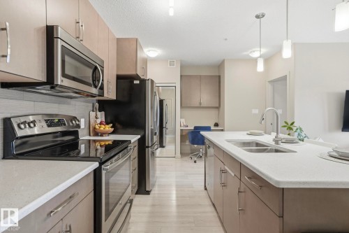 303 320 Ambleside Link Drive, Edmonton, AB - Indoor Photo Showing Kitchen With Double Sink With Upgraded Kitchen