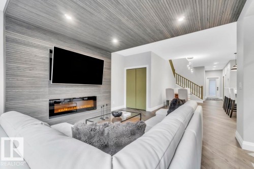 8617 108A Street, Edmonton, AB - Indoor Photo Showing Living Room With Fireplace