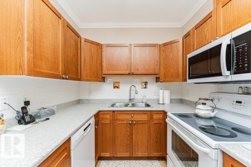206 8528 82 Avenue, Edmonton, AB - Indoor Photo Showing Kitchen With Double Sink