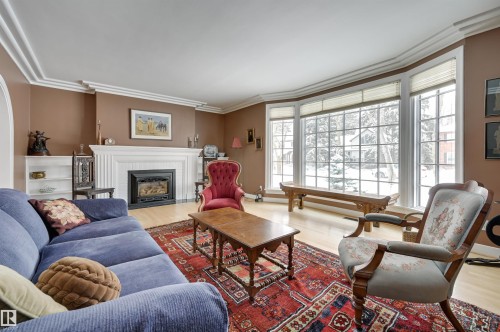 106 St George'S Crescent, Edmonton, AB - Indoor Photo Showing Living Room With Fireplace