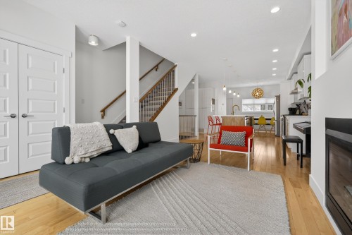 9012 92 Avenue, Edmonton, AB - Indoor Photo Showing Living Room With Fireplace