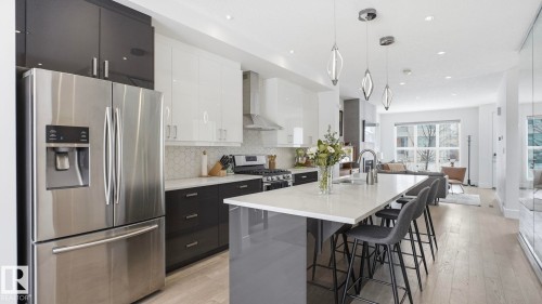10817 75 Avenue, Edmonton, AB - Indoor Photo Showing Kitchen With Stainless Steel Kitchen With Upgraded Kitchen