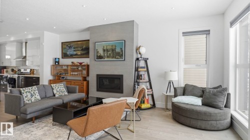 10817 75 Avenue, Edmonton, AB - Indoor Photo Showing Living Room With Fireplace