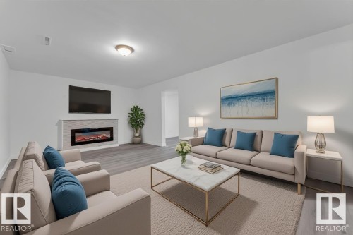8004 130 Avenue, Edmonton, AB - Indoor Photo Showing Living Room With Fireplace