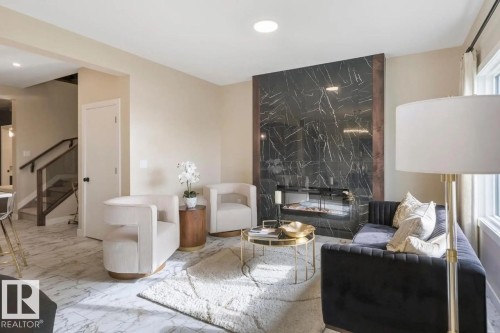 22725 89A Avenue, Edmonton, AB - Indoor Photo Showing Living Room With Fireplace