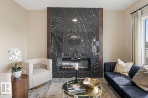 22725 89A Avenue, Edmonton, AB - Indoor Photo Showing Living Room With Fireplace