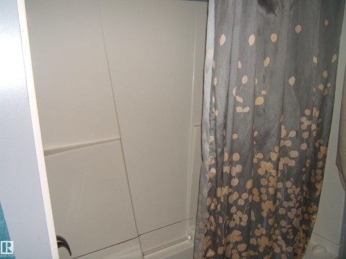 Shower with light-colored wall surround - 5023 50 Street, Two Hills, AB - Indoor Photo Showing Bathroom