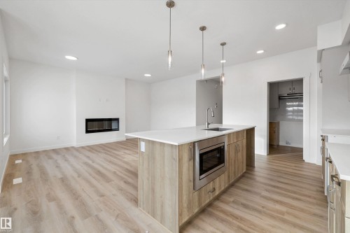 1315 11 Avenue, Edmonton, AB - Indoor Photo Showing Kitchen With Fireplace