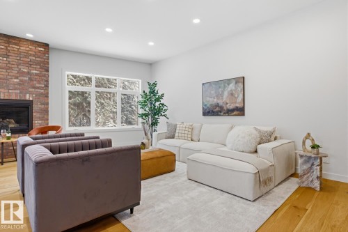 6619 123 Street Nw, Edmonton, AB - Indoor Photo Showing Living Room With Fireplace