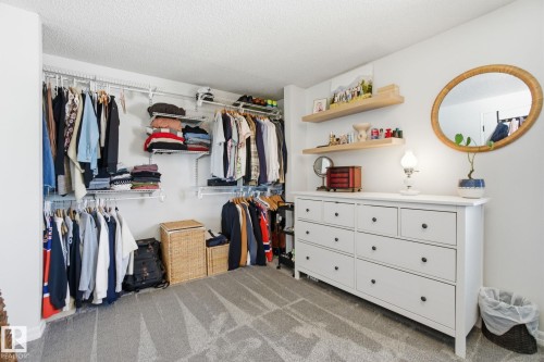 The property features a spacious closet with built-in shelving and hanging rods, providing ample storage solutions - 29 9619 180 Street, Edmonton, AB - Indoor With Storage
