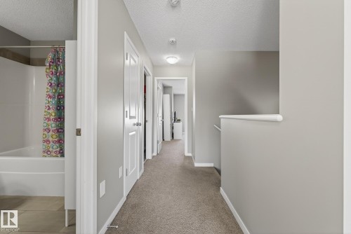 A well-maintained hallway with neutral-toned walls and carpeted flooring, providing access to other areas of the property - 8225 24 Avenue, Edmonton, AB - Indoor Photo Showing Other Room
