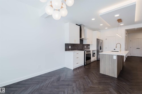 4116 208 Street, Edmonton, AB - Indoor Photo Showing Kitchen With Stainless Steel Kitchen With Upgraded Kitchen